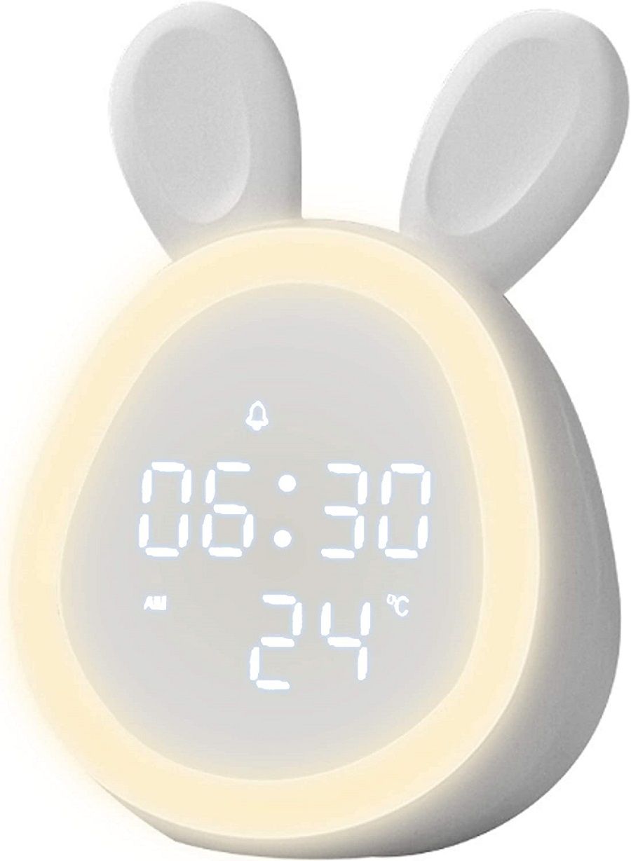 商品情報商品紹介【新しい時計】 目覚まし時計、室温計、LED照明。目覚まし時刻や、明るさ調整、音量などを簡単に設定変更。USB電源をつかって手軽に簡単に充電。乾電池不要。面倒な時刻合わせも、スマホと自